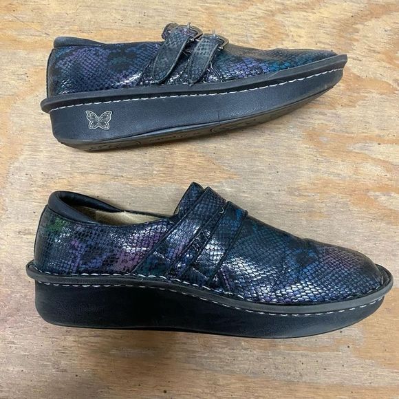 Alegria Rainbow Clog Shoes Leather Snakeskin Multicolor Loafer Sz EU 40 / US 9 - Picture 6 of 11